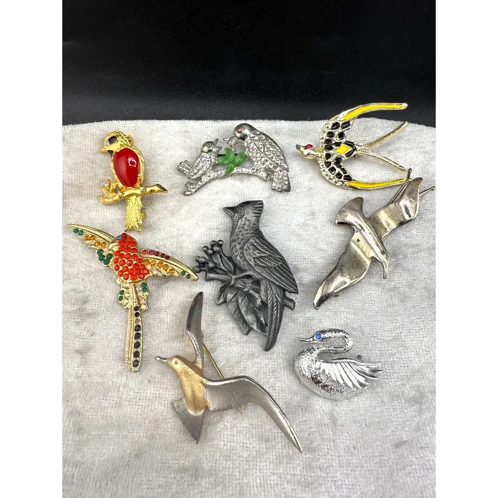 Vintage Bird‎ Brooch Lot Silver Tone
